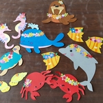 保育壁面夏　おしゃれな海の生き物たち