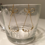 再2☆ワイヤーリボンとパールのピアス