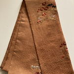 半幅帯   茜色　刺繍　正絹　アンティーク　着物