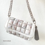 3way■シャーベットキューブのチェーンバッグクラッチバッグ　　お着物や浴衣にも　ピンクグレー