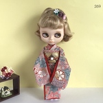 No.269  1/6サイズドール振袖　草花金彩　ピンク