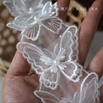 【50cm約10枚】ホワイト　蝶　バタフライ　透き通る　アップリケ　モチーフ　ケミカル レース　刺繍　手芸　綺麗　ハンドメイド