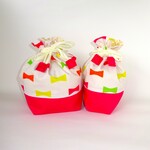 【Sale】リボン＆ショッキングピンクの　お弁当袋＆コップ袋　女の子