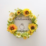 ぷっくり文鳥のWelcomeひまわりリース