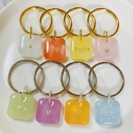 【文字入れ/名入れ】全8色♡カラフルクリア♡ぷっくりうるつや♡レジン♡キーホルダー♡キーリング♡