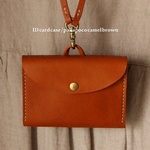 ■【　ヌメ革のIDcardケース / neck stlap /camelbrown　】
