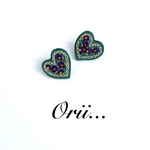 キラキラハート小花柄刺繍ピアス/イヤリング