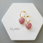 大人可愛い♡天然石♡ピンクジェイド 18kgp ハーフフープピアス