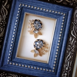 .｡.:✽ 教会の窓 blue ✽.｡.:* チェコガラスボタン イヤリング・ピアス