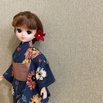 リカちゃんサイズ　カラフル花柄浴衣と帯のセット　