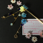 小花のキレイめかんざし.黄色×青