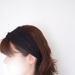 *重ねレース水玉　ブラック　上品な　ゆるターバン　フォーマルにも　ヘアバンド　