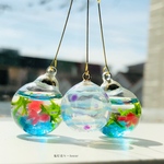 揺れる金魚鉢と水玉模様のヨーヨー和風ピアス　イヤリング(初夏コーデ3点セット)ハーバリウムオイルとモス入り★
