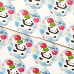 🐼透明水彩画「パンダシール」イラストシール　48枚 サンキューシール フォーユーシール　風船　空　丸シール　ラッピング　父の日