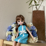 リカちゃんサイズ　ティファニーブルーのミニワンピース　