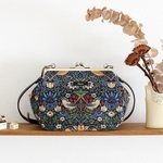 がま口ショルダーバッグ：ウィリアムモリス　いちご泥棒（ブルー）