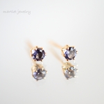 14kgf*アイオライト (6本爪/3mm) 天然石ピアス 送料無料