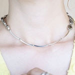 bright flowers   necklace.  silver
