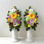 プリザーブドフラワーの仏花☆高さ28cmプリザ黄色菊ピンク白仏花小菊お供えお悔みに