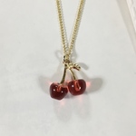 可愛い立体さくらんぼ🍒（ライトレッド）ネックレス