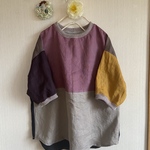リネンの切り替えリブプルオーバーバイカラー