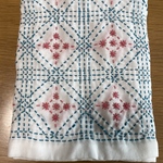 刺し子のふきん(枡刺しⅡ・ピンク)