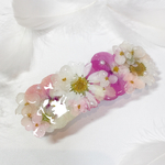 ピンクのラプンツェル押し花バレッタ