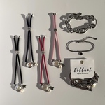 再入荷【3点セット】 silver bracelet ［SSB007］/ ステンレス　　夏ブレスレット　重ね付け　シルバーブレスレット　チェーンブレスレット　紐ブレスレット　淡水パール