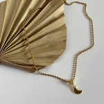 mini moon necklace ［GSN070］　月ネックレス　三日月　ムーンネックレス　ゴールド　ステンレス　ジルコニア