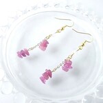 ピンクトルマリンさざれ石×水晶のピアス・イヤリング