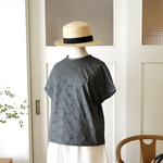 シャボン玉刺繍半袖プルオーバーシャツ（チャコールグレー）