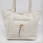  『第三弾』帆布トートバッグ　生成り色　柴犬刺繍ブローチ 付き
