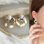 【送料無料】ゴールドパールビジュー×リングピアス　レジンアクセサリー