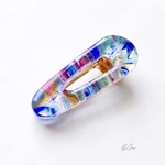 【SALE】フルイドアート ヘアクリップ【ブルー×パールグリーン】