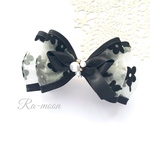 大人可愛い＊BLACK FLOWER＊上品なリボンバレッタ