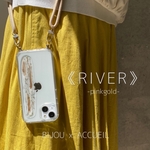 【スマホショルダー対応!!】ニュアンスデザインケース《RIVER》-pinkgold-iPhone13/iPhone13pro/13mini /iPhone12 /ショルダーストラップ全5色