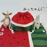 ★(^.^)復活のおっきな赤いスイカ❗🍉お弁当・給食袋&ランチョンマット★楽しいランチタイムを♪