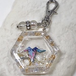 折鶴シャカシャカキーチャーム ④金銀箔(クリア)
