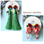 【ビビッド5カラー】3wayまん丸刺繍のピアス（イヤリング）