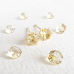 【両耳セット】長時間つけても大丈夫!!　シトリン　サージカルステンレス刻印あり（ピアス\イヤリングへの変更可能）