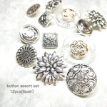 12pcs★button・silver assort (ボタンアソート)