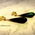 【earring】アンティークブルーマーブルドロップイヤリング