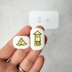 みつめあう桃とイカ