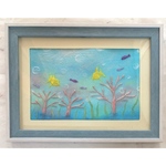 和紙ちぎり絵『キラキラ海の熱帯魚』葉書サイズ原画