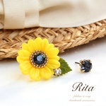 sunflower ひまわりのイヤリング＊アシンメトリー