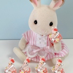 うさぎさんのお花ケーキ【フォーク】　　ミニチュアハンドメイド　スイーツ　ドールハウス
