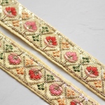インド刺繍リボンᢂオリエンタルシルクリボン【イエロー】インド刺繍/刺繍リボン/リボン/シルクリボン/トリム/ブレード/ジャガードリボン/チロリアンテープ/レース/チュール