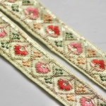 インド刺繍リボンᢂオリエンタルシルクリボン【グリーン】インド刺繍/刺繍リボン/リボン/シルクリボン/トリム/ブレード/ジャガードリボン/チロリアンテープ/レース/チュール