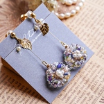 クリアフラワーin real flower ゆらゆらピアス、イヤリング⭐︎(パープル系)