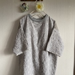 リネン、コットンローン刺繍のリブプルオーバー